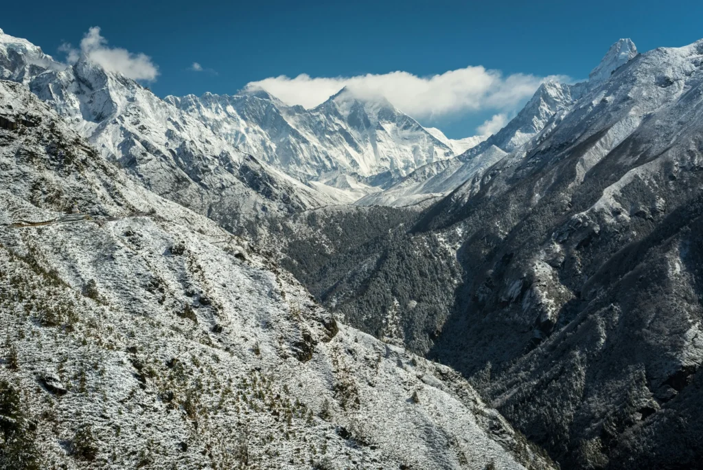 Snowy terrain of Mount Everest Trek